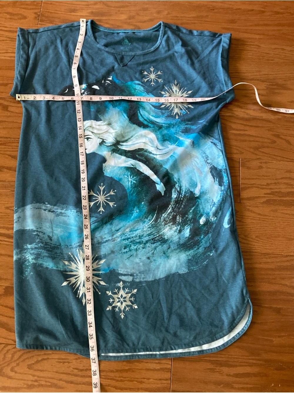 Disney Blue Teal Graphic Women's Nightgown with Elsa Motif - Picture 7 of 7